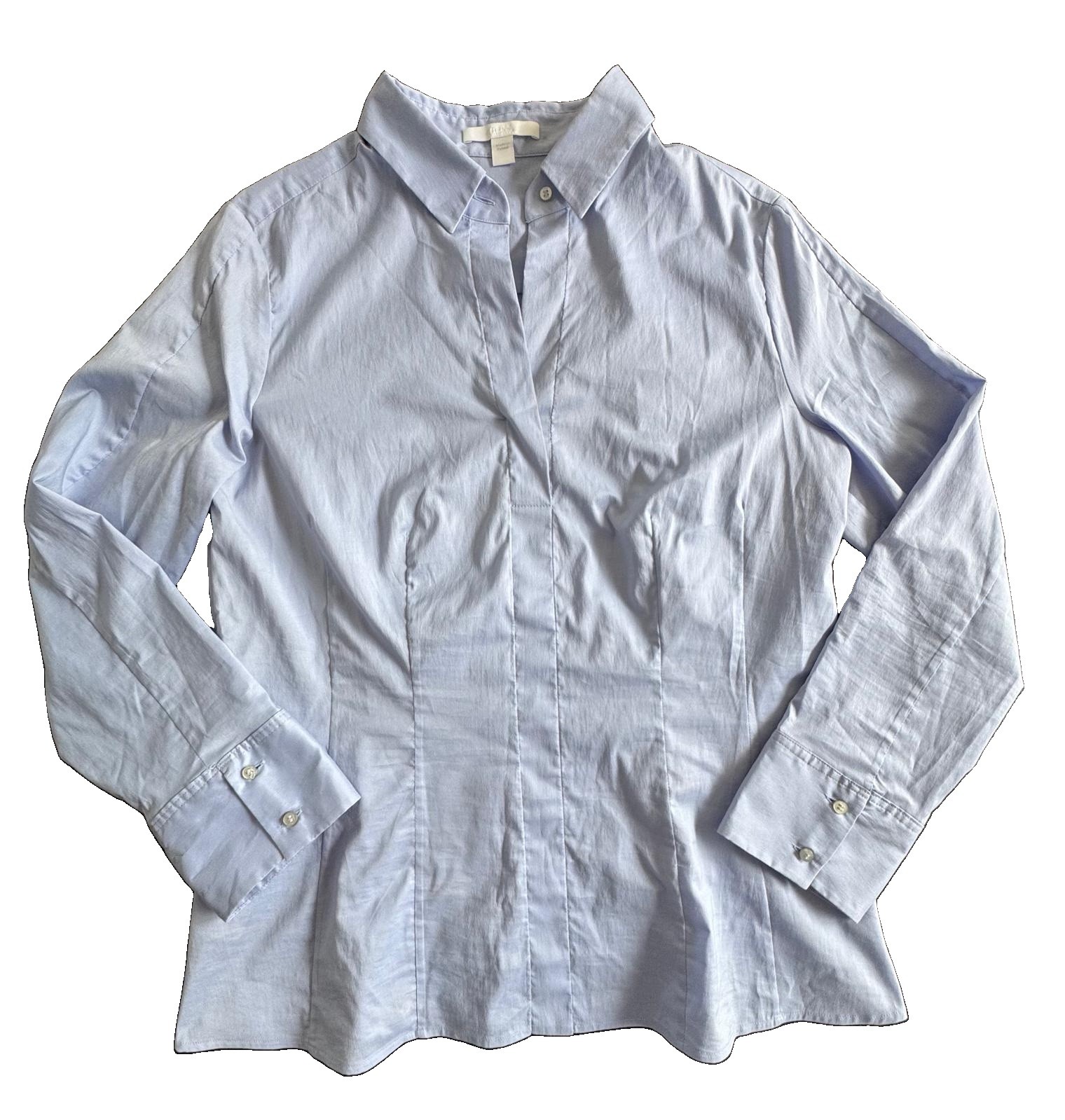 Boss Hugo Boss Size 12 Women’s Bashina Cotton Light Blue Top Blouse Side Zippers