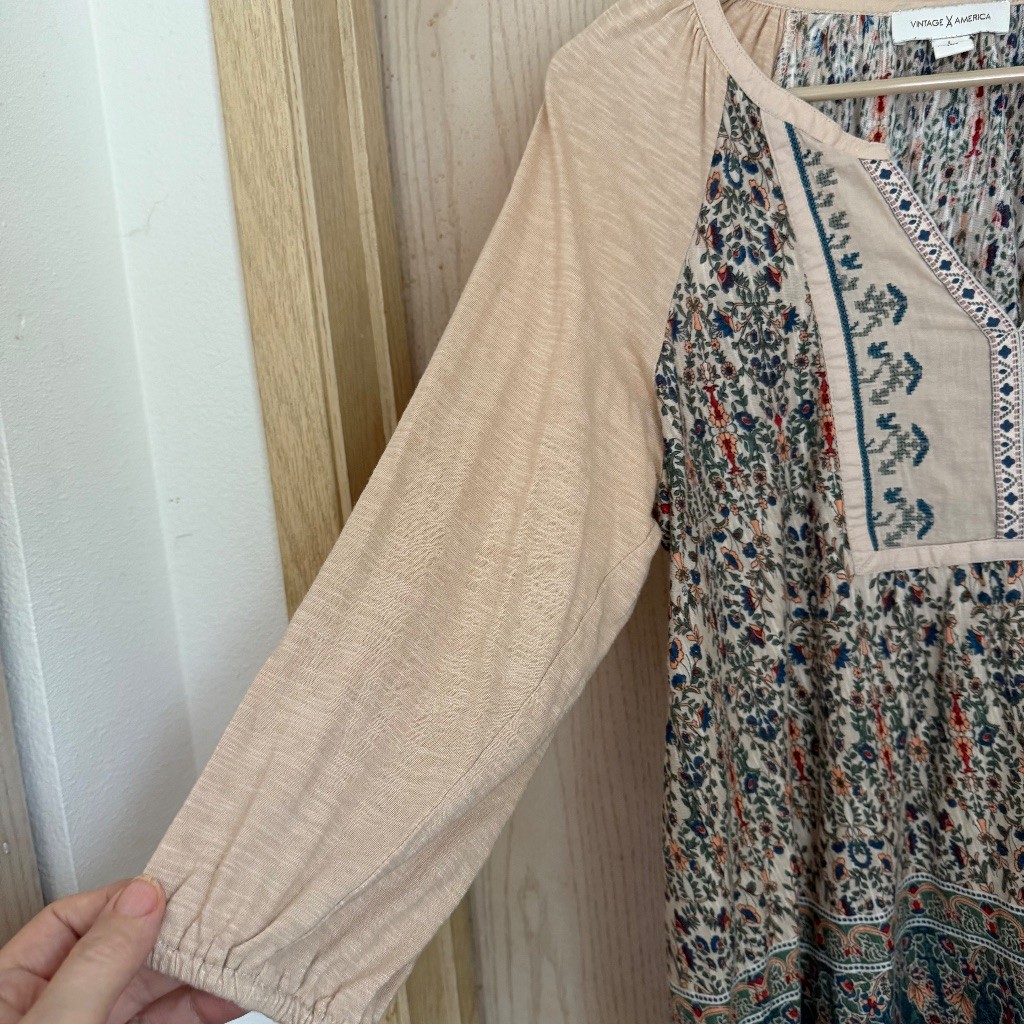 Vintage America Boho Paisley Peasant Top L Embroidered Festival Hippie Cottage