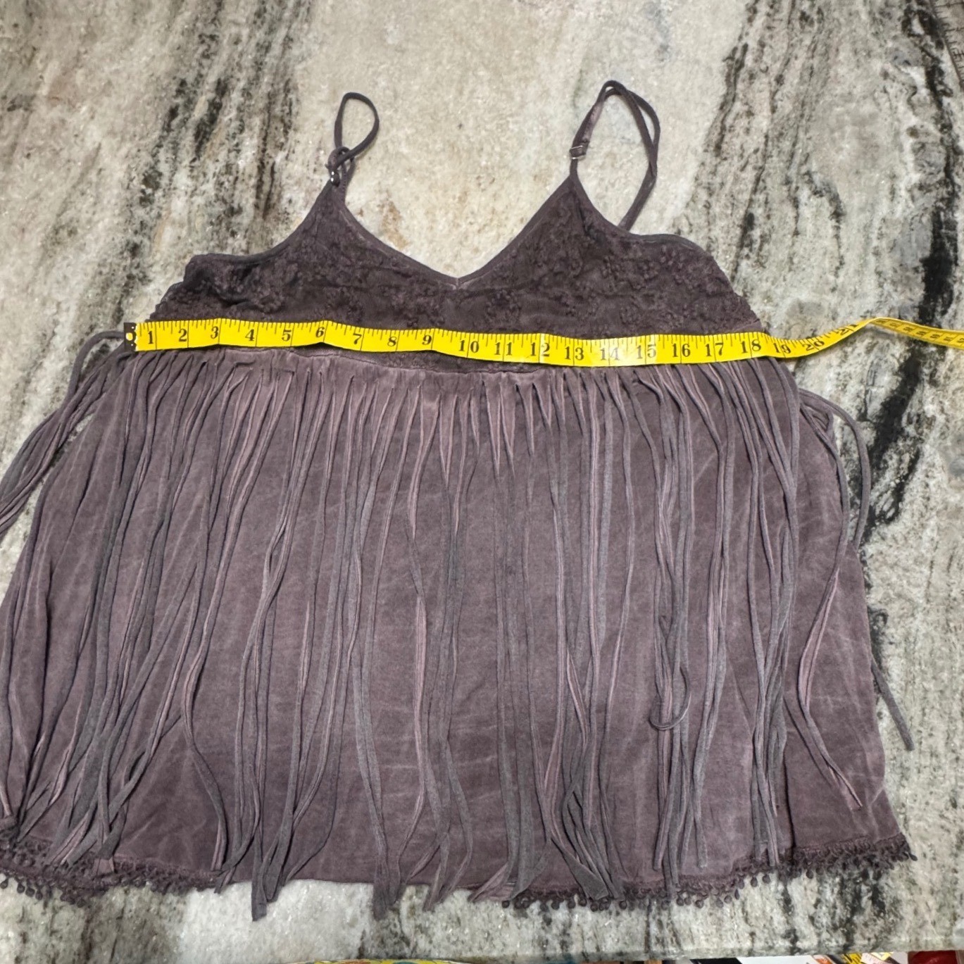 Cowgirl Hardware Fringe Tank Top Womens Large Lace Boho Western Mauve Purple