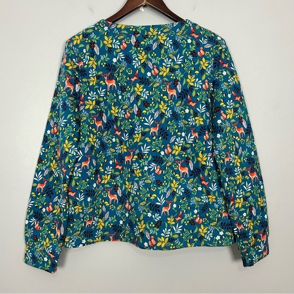 Talbots Quilted Woodland Ditsy Sweatshirt Women’s Size M Button Accents Whimsy