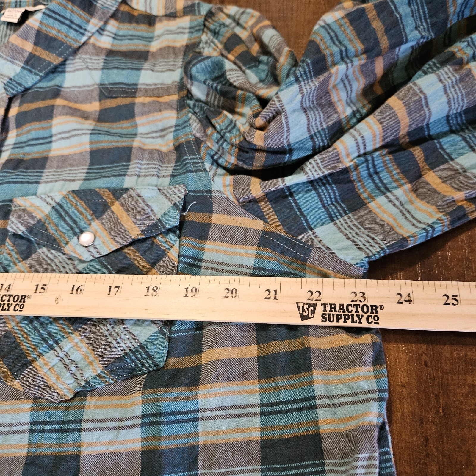 Cato women’s 18/20 Blue Yellow Gray Plaid Puff Sleeve Snap Western Shirt