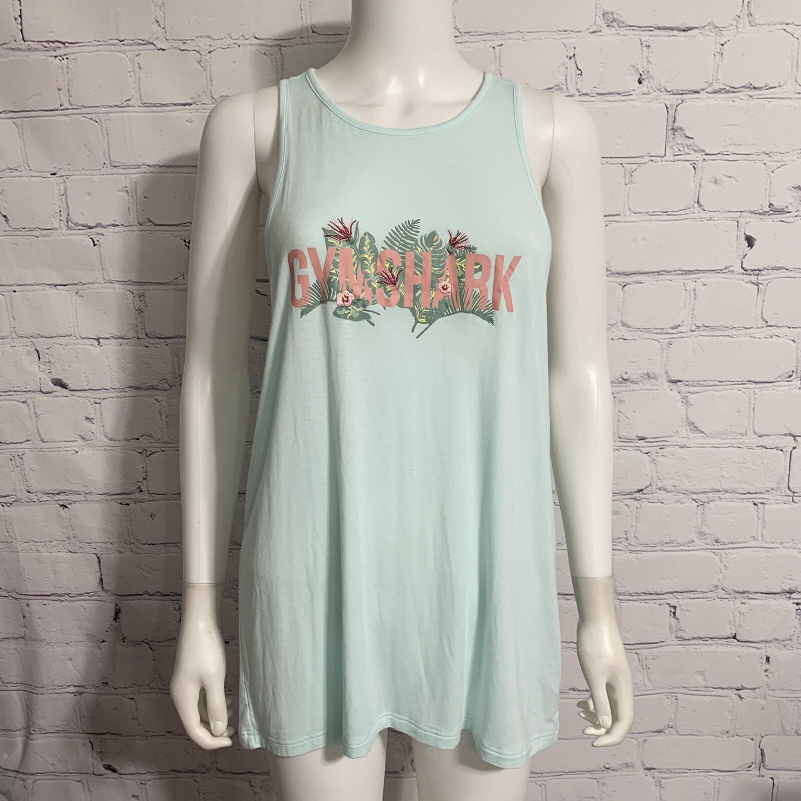 Gymshark Women’s Tank Top Mint Green Floral Racer Back