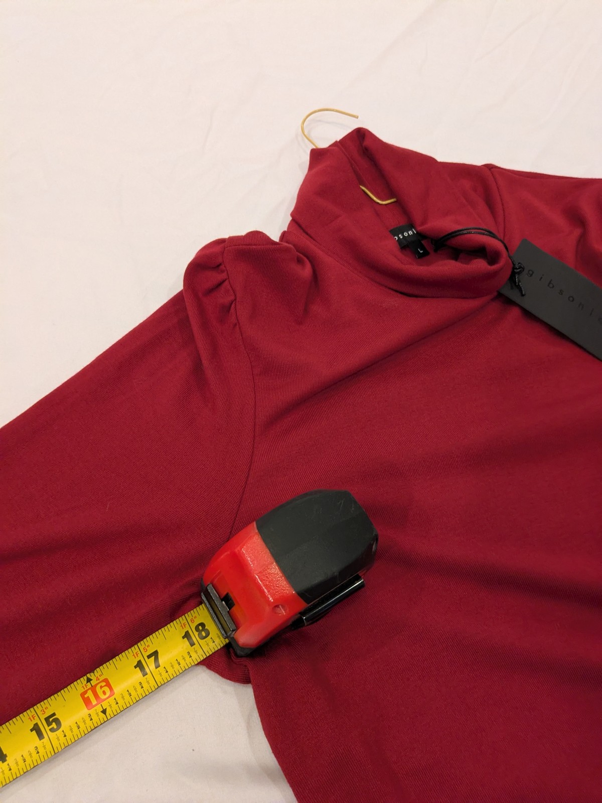 Gibsonlook Pullover Women L Garnet Red Cowl Neck Long Sleeve Top NWT Stretch