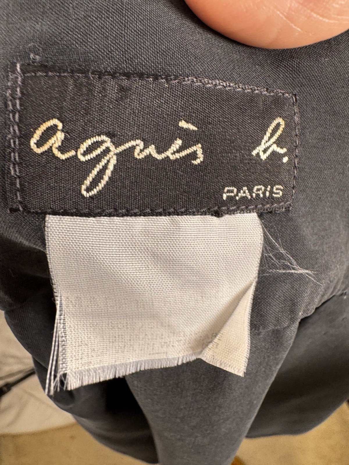 VTG Agnes b. Paris 100% Silk Button Down Blouse Charcoal Small Made in France S