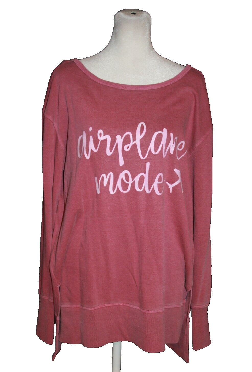 Maurices Womens Shirt Size Small Bright Mauve “Airplane Mode” Shirt Top