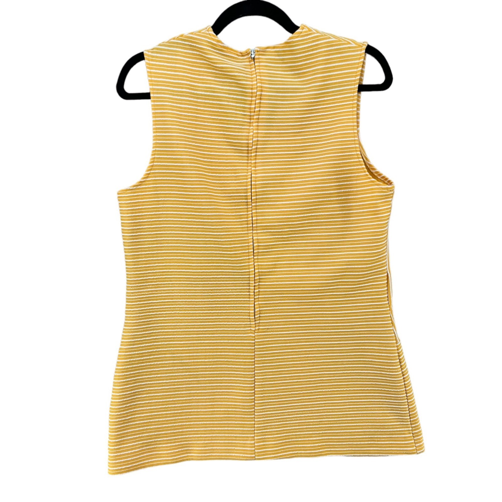 Vtg Marty Gutmacher Blouse Womens Yellow Striped Sleeveless Top Size M