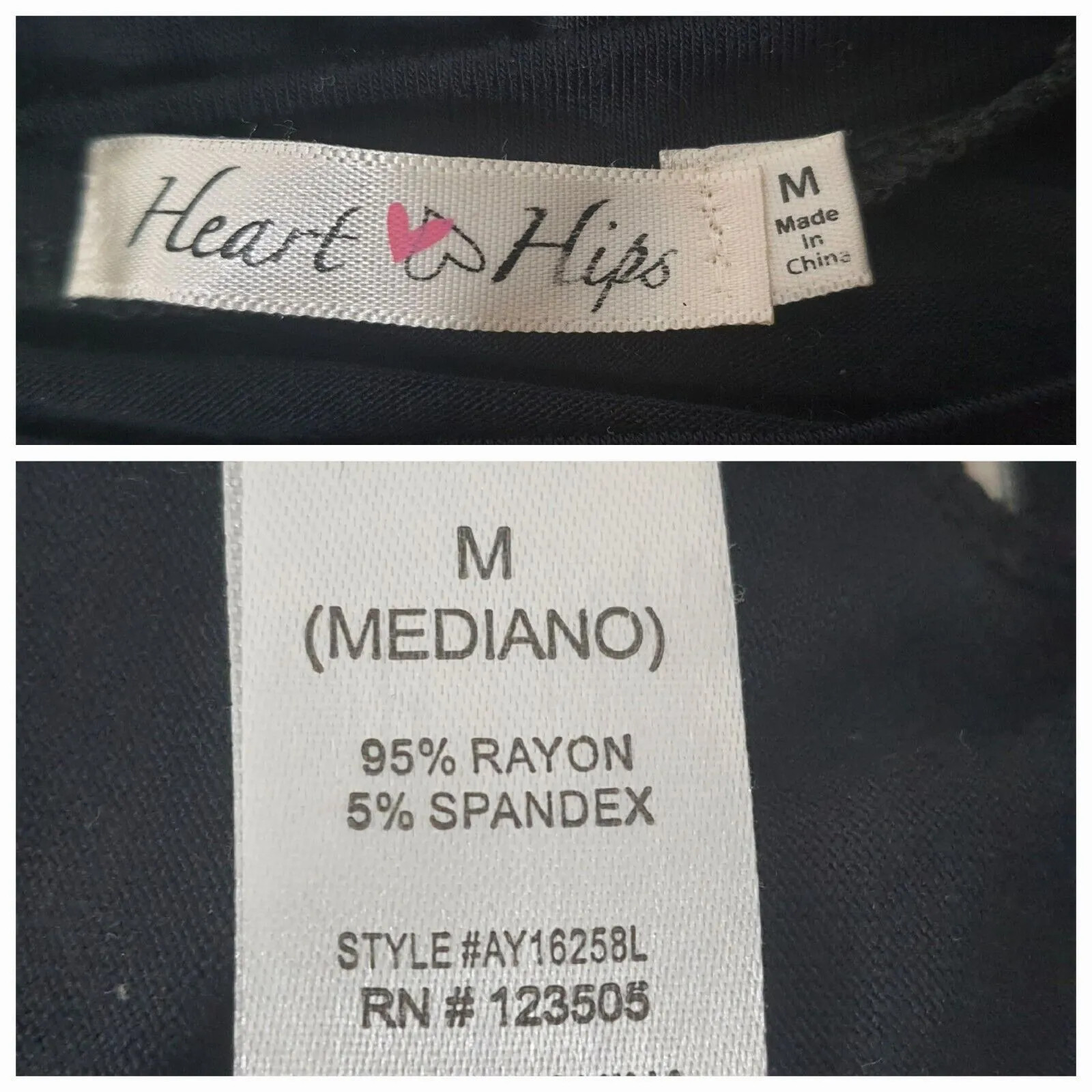 Heart Hips Rayon Spandex Black White High Low Boxy Top M