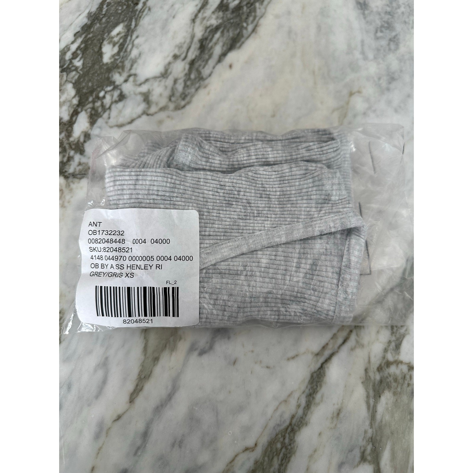 ANTHROPOLOGIE Ribbed Henley Tee V-Neck Bodysuit in Light Grey Heather Size XS