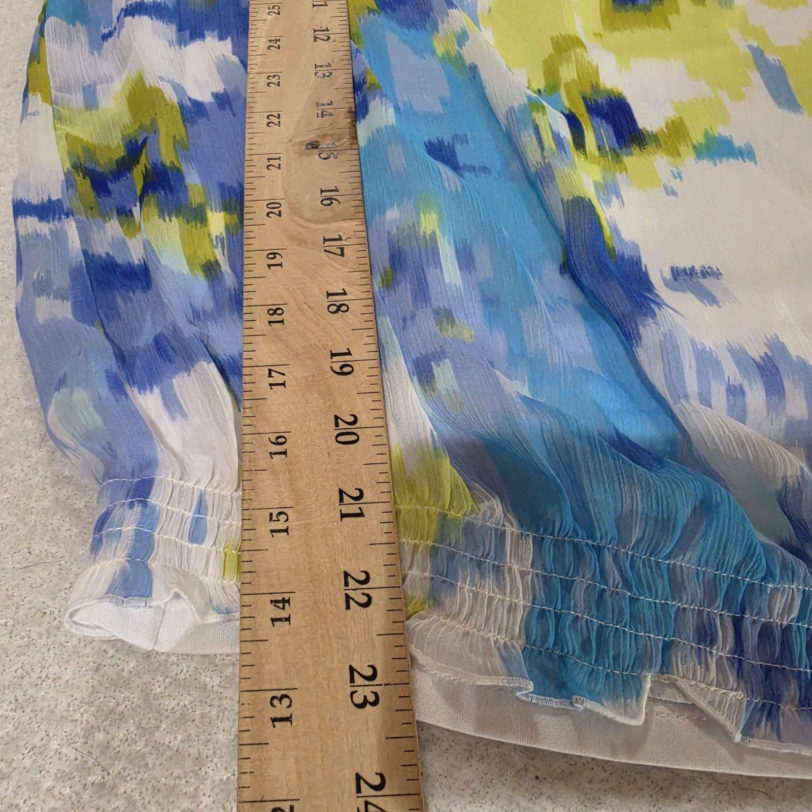 Liz Claiborne Blouse Womens L Multicolor Floral Scoop Neck Puff Sleeve 2 pc Top