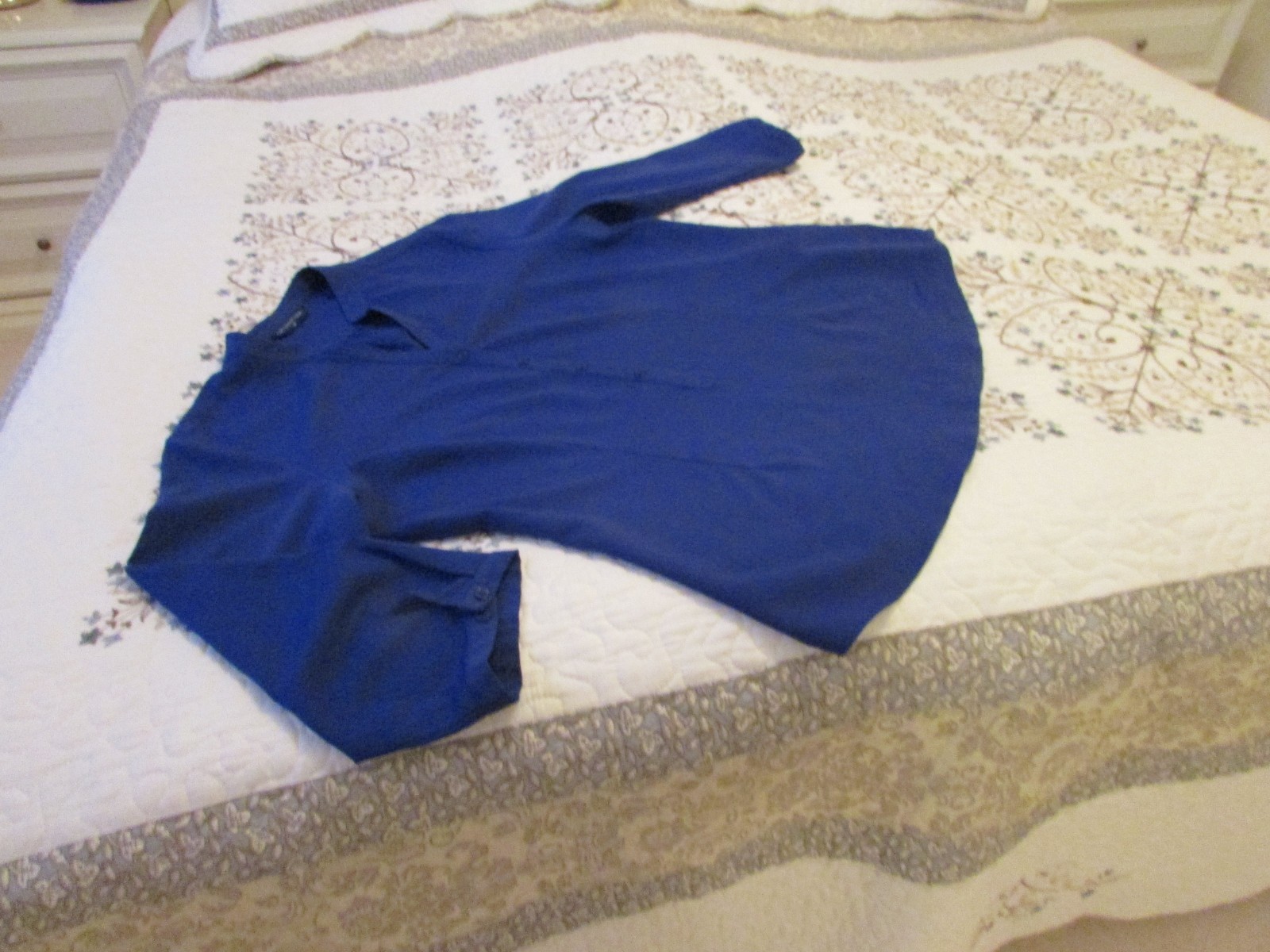 Ladies Blouse Size 16 City Collection 3/4 Sleeves Adj to Shorter Royal Blue