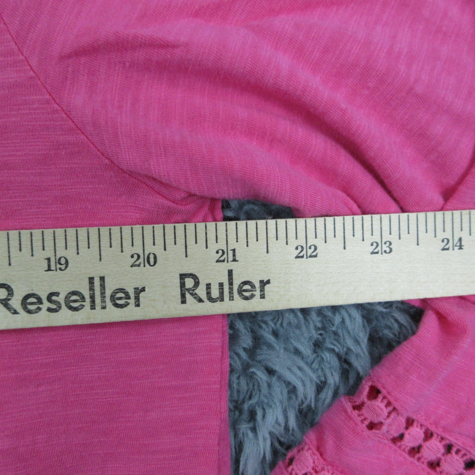 Kim Rogers Top Womens Medium Pink 3/4 Sleeve Tunic Boho Crochet Trim Lightweight