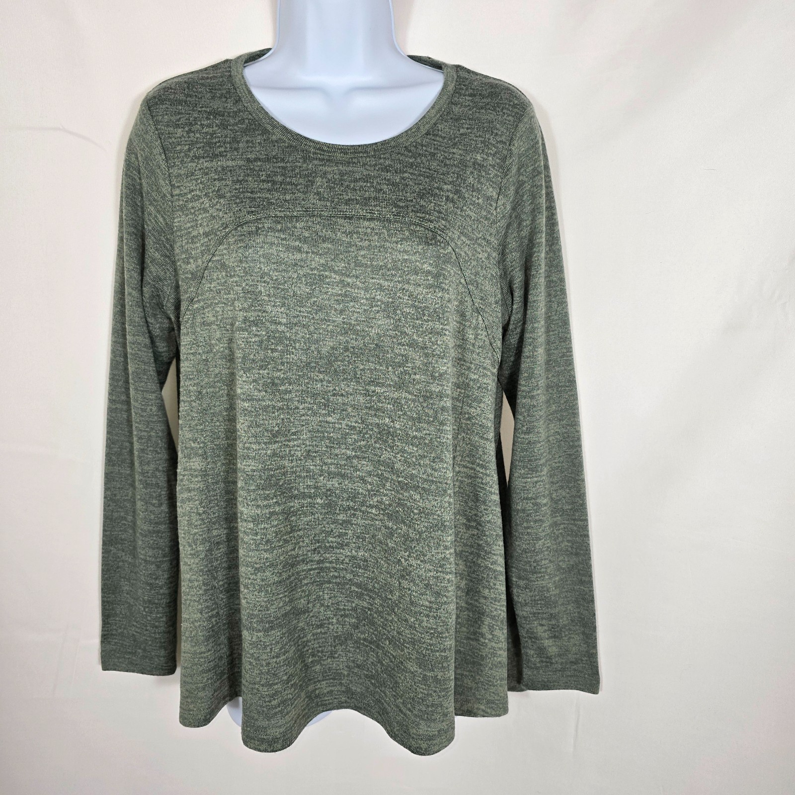 Diane Gilman Womens Sweater Olive Green Khaki Sz S Long sSleeve Oversized