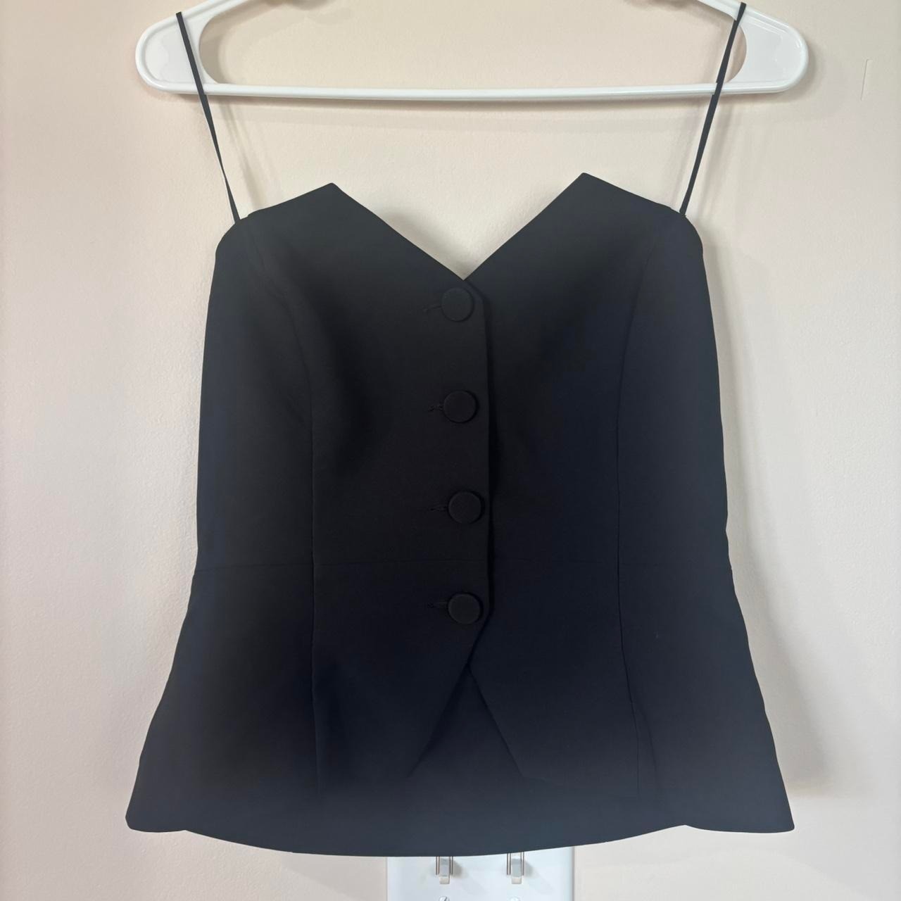 Dynamite Black Strapless Vest Top Tailored Button Down Peplum Corset Style Small