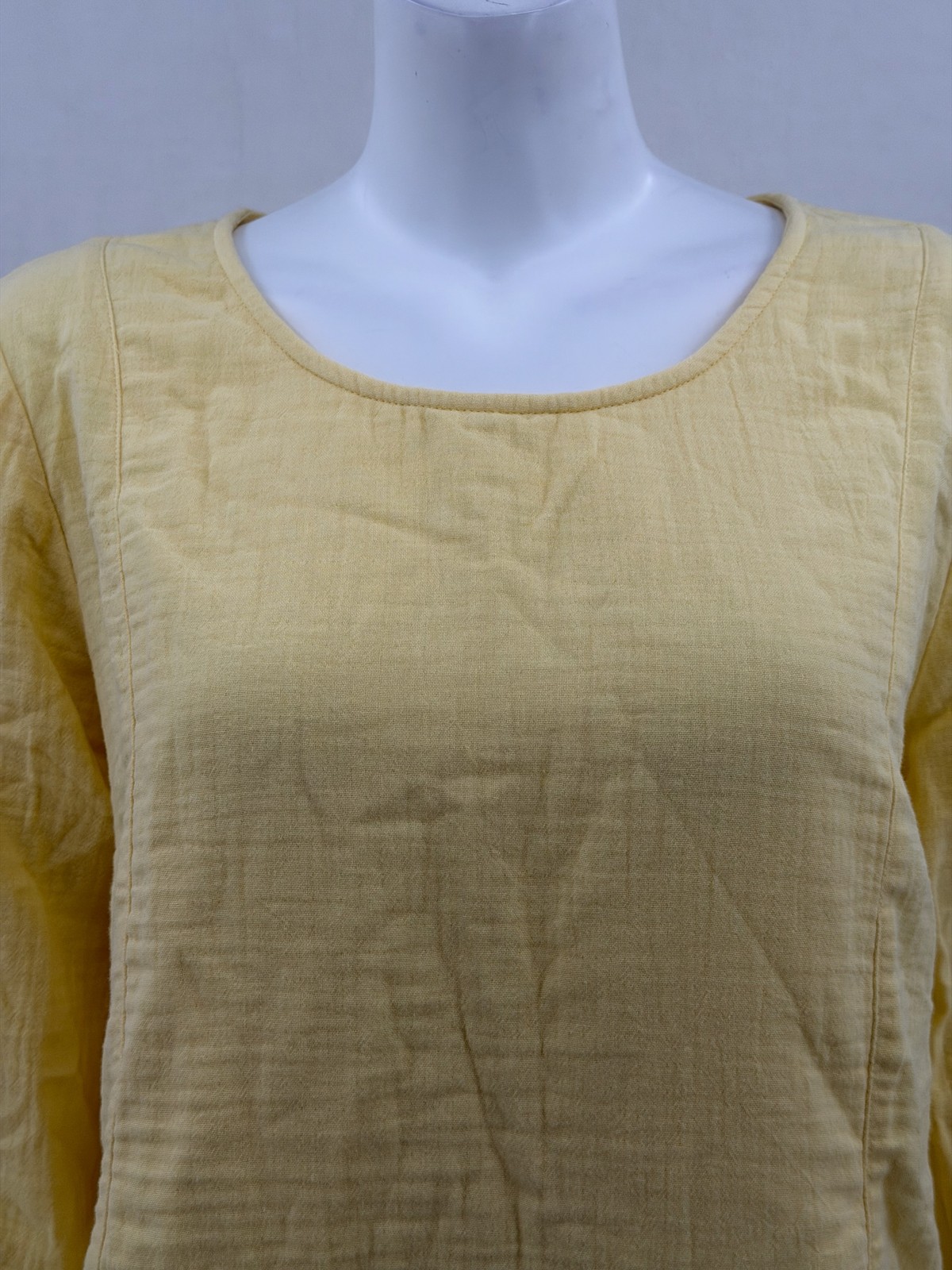 Soft Surroundings Top Womens Large Yellow Asymmetric Hem Boho Cotton Lagenlook