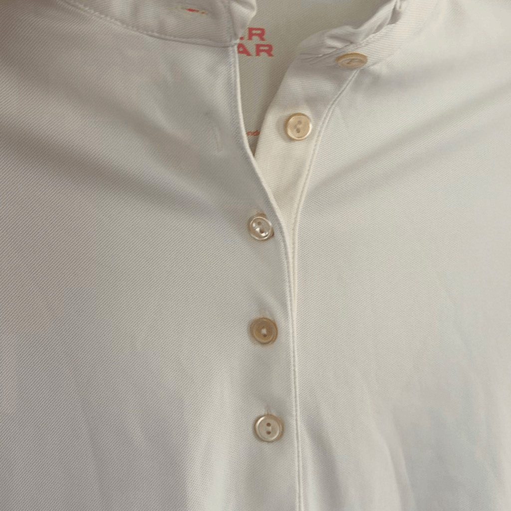 Peter Millar white ruffled collar polo three-quarter sleeve shirt E4 wicking s