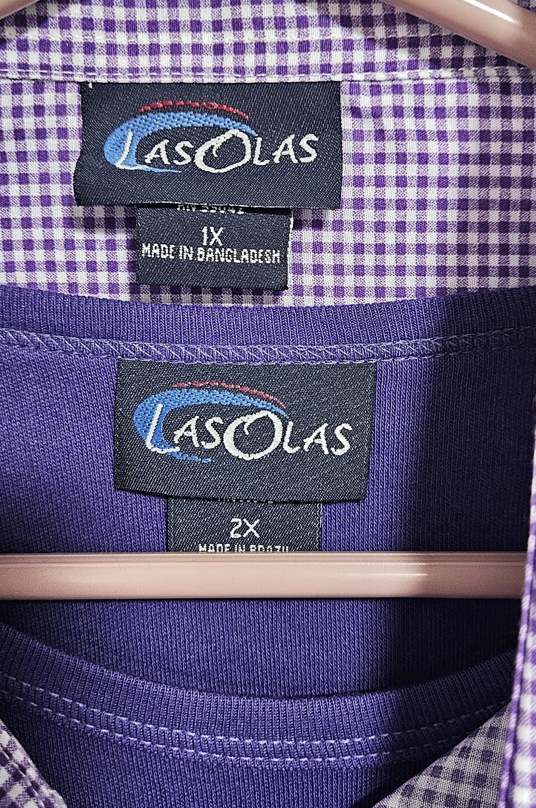 Las Olas Womens 2 Pc 1X Purple & White Shirt Embroidered, 2X Purple Pullover New