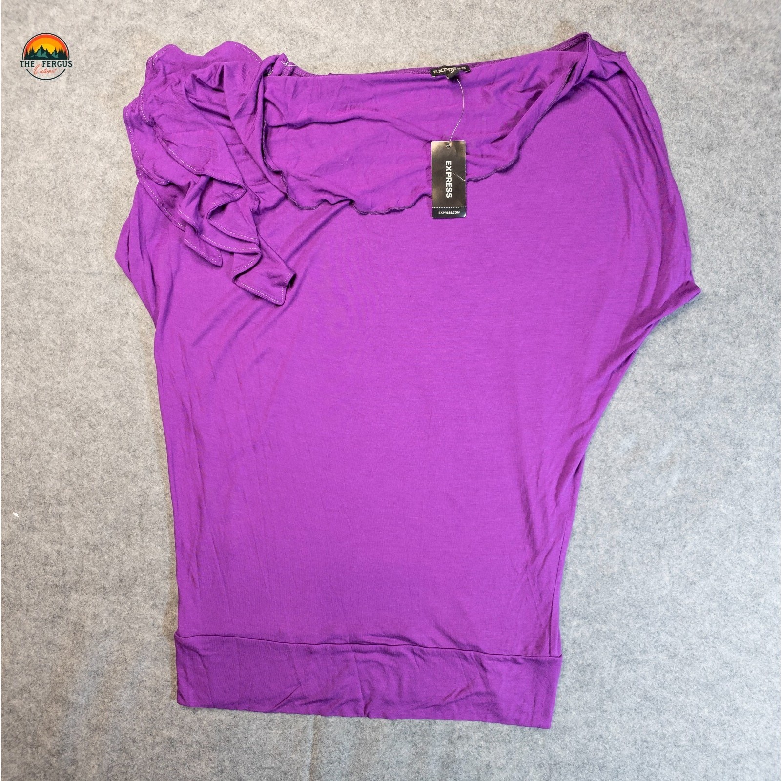 NWT Express Blouse Top Purple Ruffled Shoulder Corpcore Preppy Women’s Size M