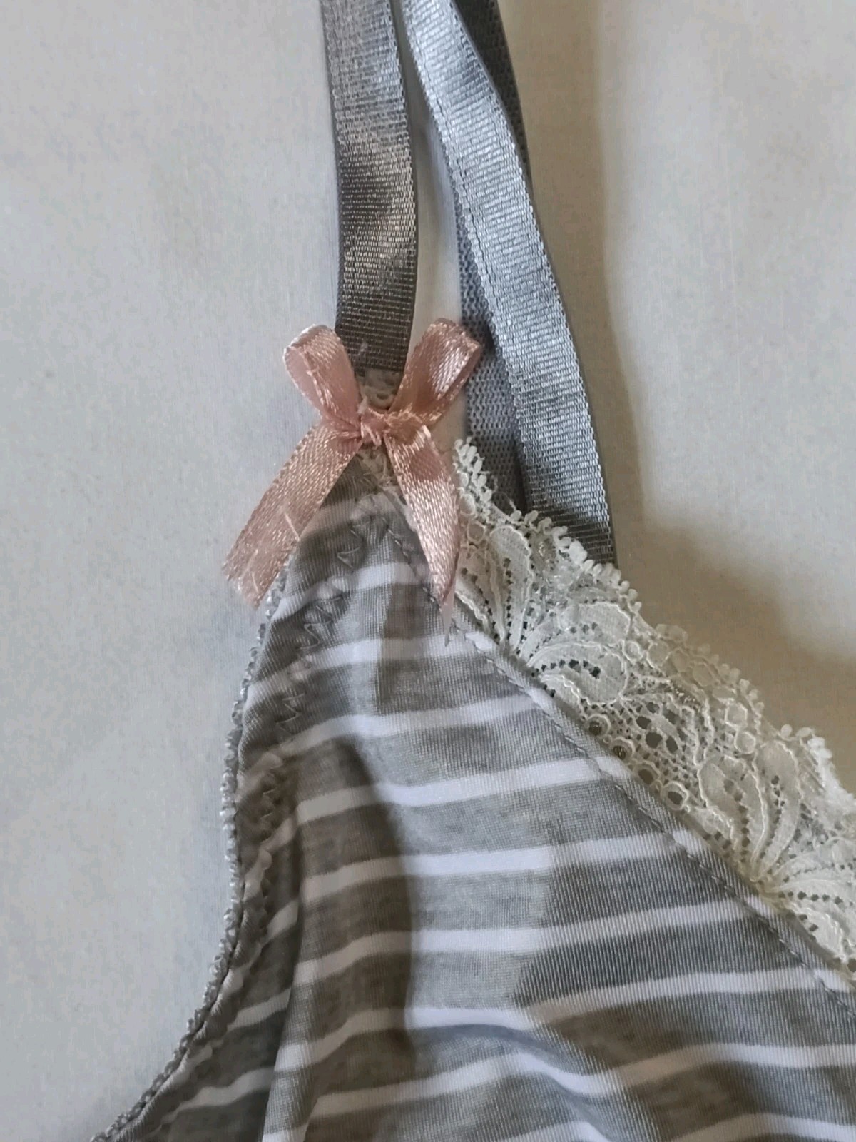 Marilyn Monroe Camisole Black White Striped Spaghetti Strap Lace Bow Size Large