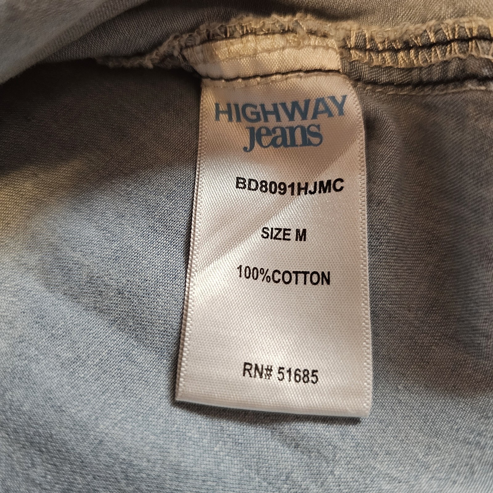 HIGHWAY JEANS DENIM WOMEN’S LONG SLEEVE to 3/4 SLEEVES SIZE MEDIUM