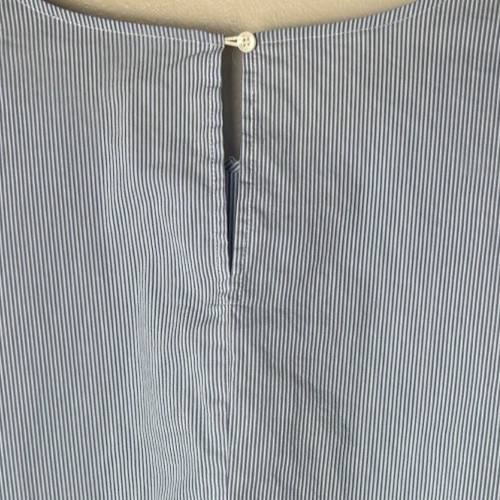 Antonio Melani Blouse Size Large Top 3/4 Sleeves Tie Front Blue White Stripes