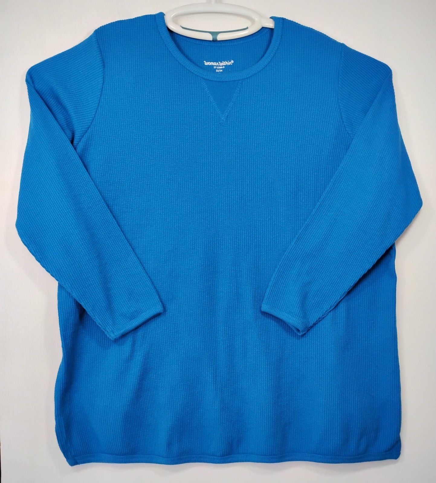 Woman Within Top 1X Royal Blue Thermal Waffle Weave Winter Warm Y2k Cabincore Y9