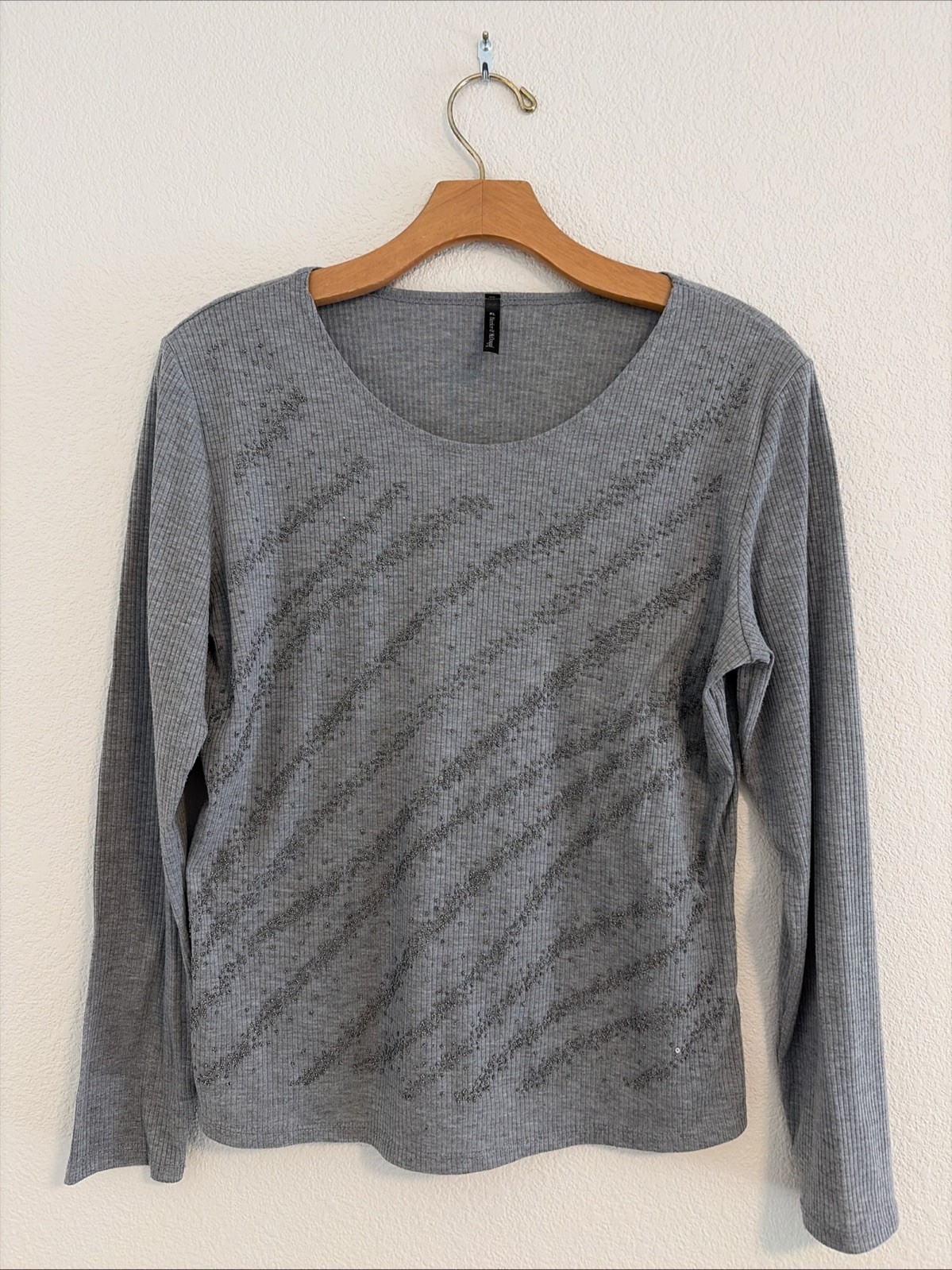 NEW Bleeker & McDougal Women’s Gray Long Sleeve Shirt Size PL Sparkle Petite