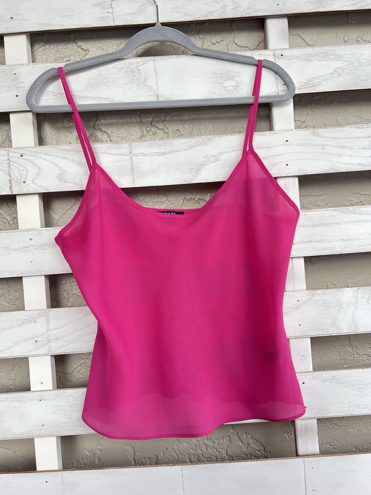 Chaps Tank Top Fushia Sheer Polyester Spaghetti Strap Cami Women’s M