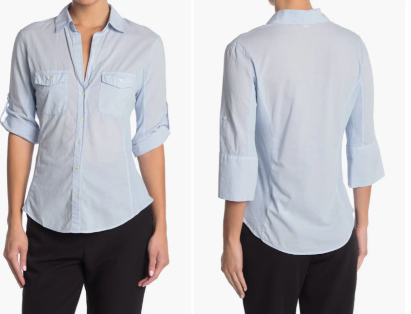 Standard James Perse 100% Cotton Spread Collared 3/4 Sleeve Shirt Size: 2