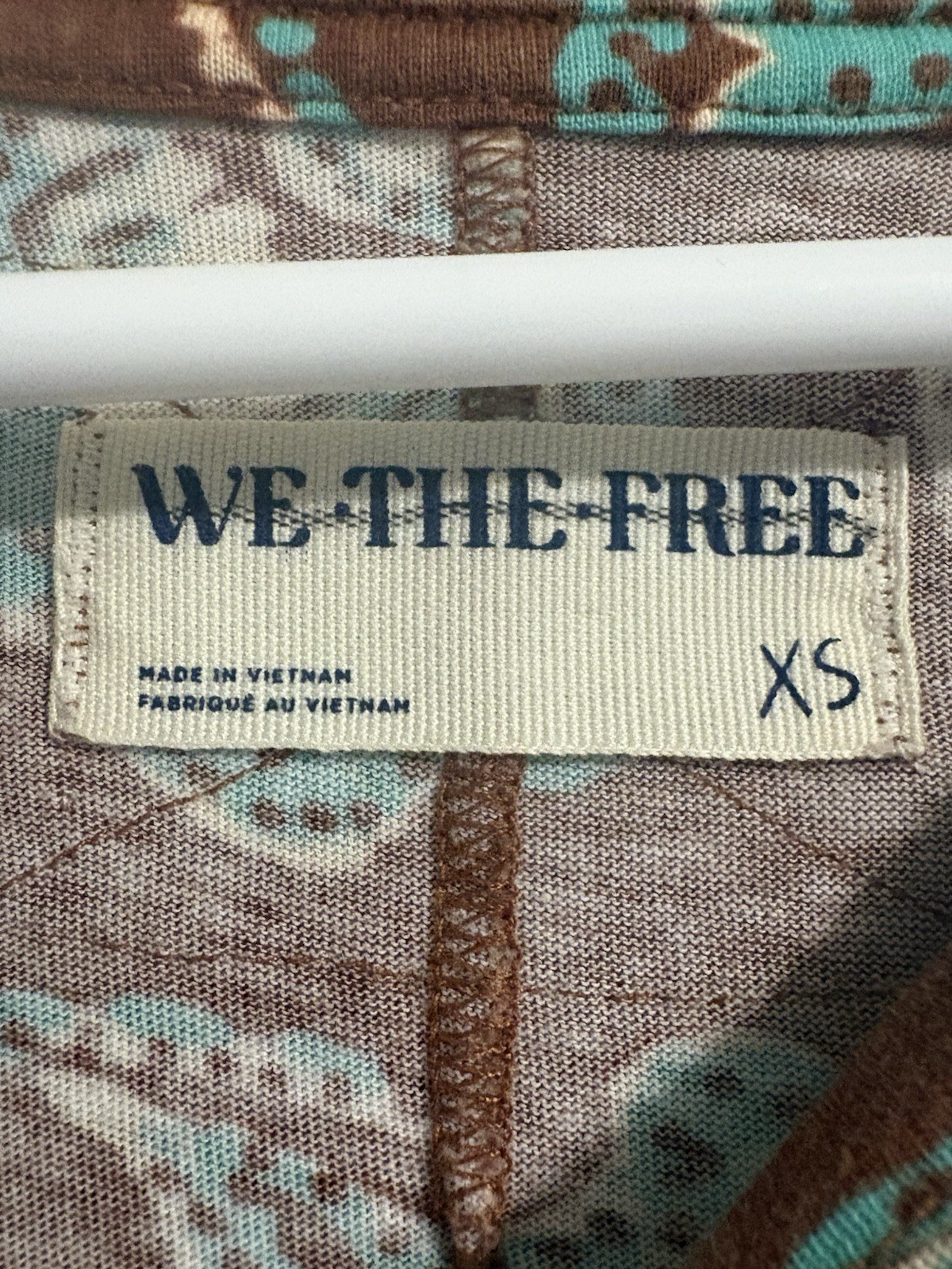 We The Free Women’s XS Floral Crew Neck Short Sleeve T-Shirt Brown Blue Green