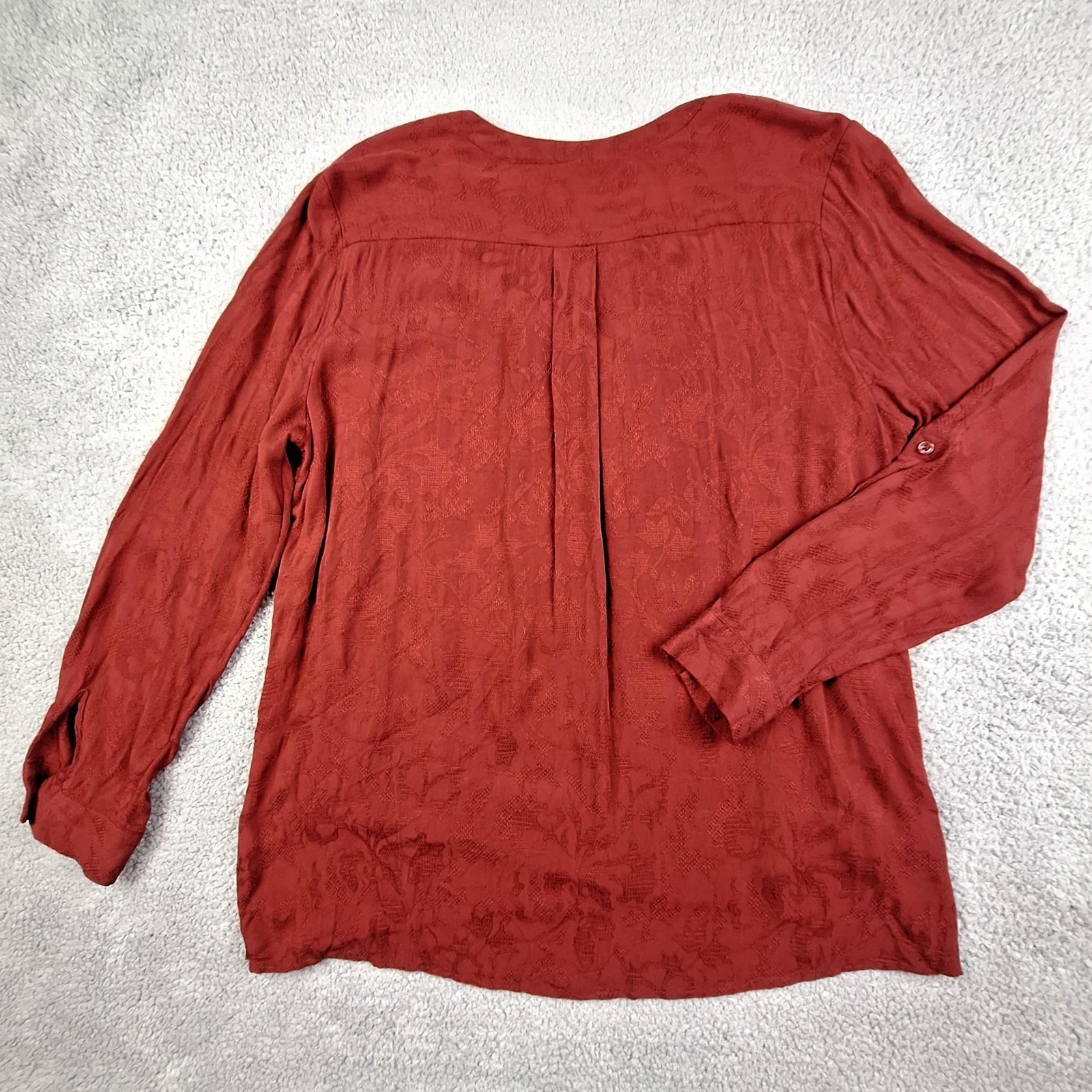 Simply Vera Vera Wang Shirt Womens XL Jacquard Blouse Allure Red Flowy