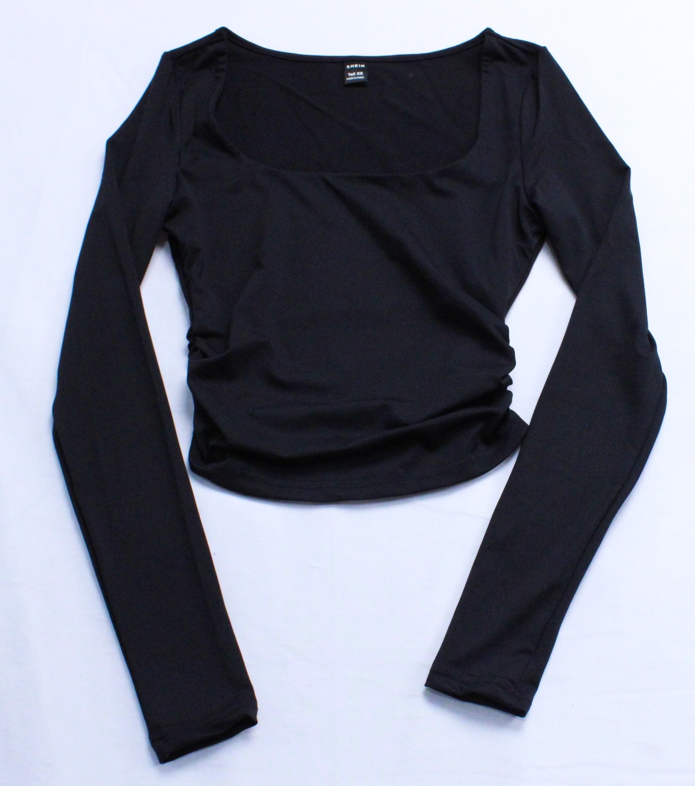 SHEIN Women’s Tall Solid Color Long Sleeve T-Shirt EG7 Black Size Tall XS
