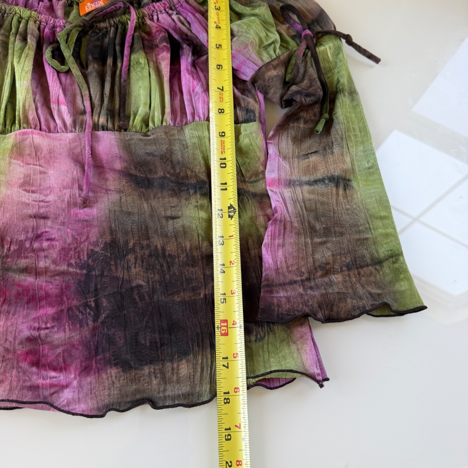 Purple Green Tie Dye Milkmaid Top Fairy Grunge Y2K Vintage Small