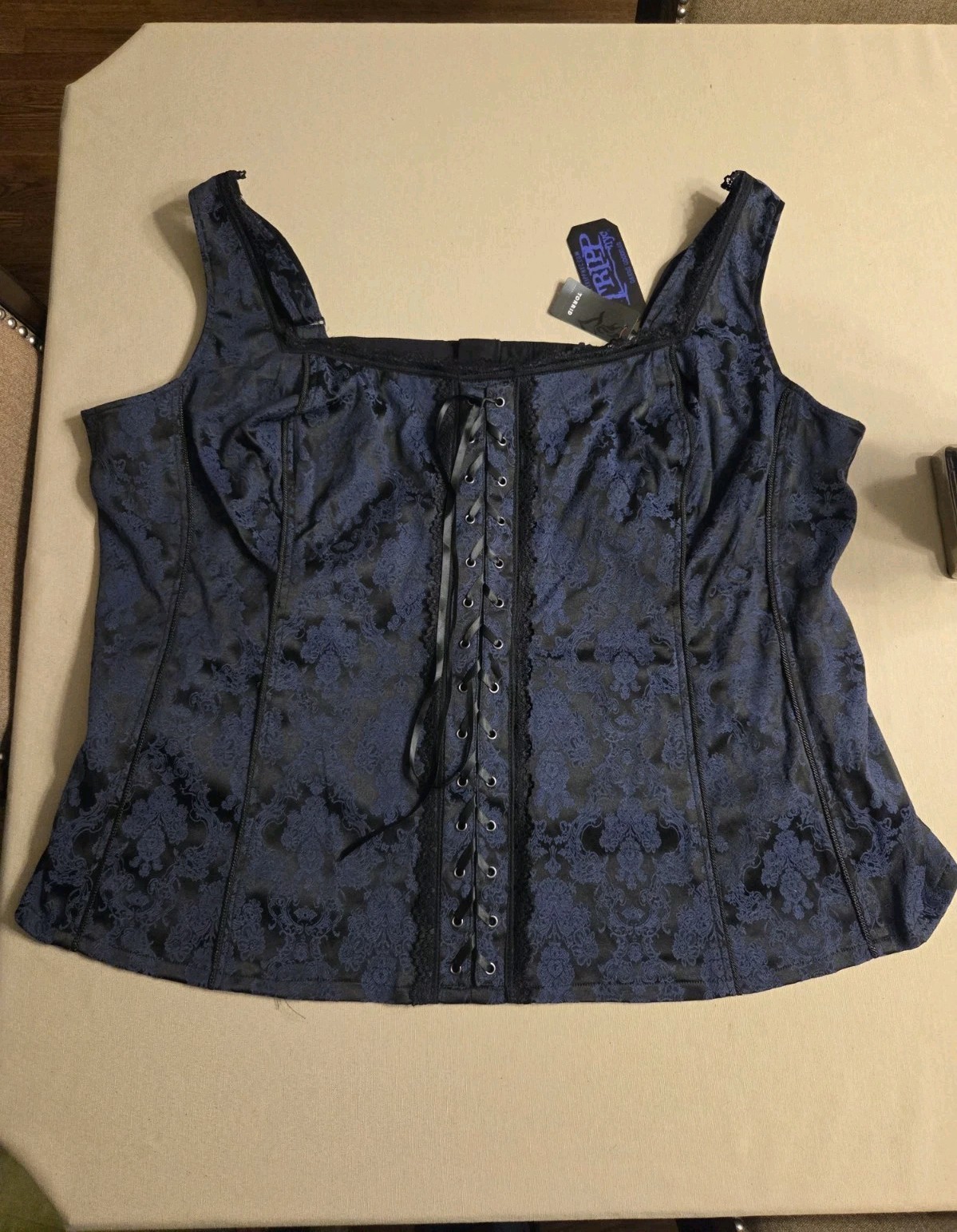 NWT Torrid Tripp NYC Goth Navy & Black Floral Lace-Up Corset Top Plus Size 6X