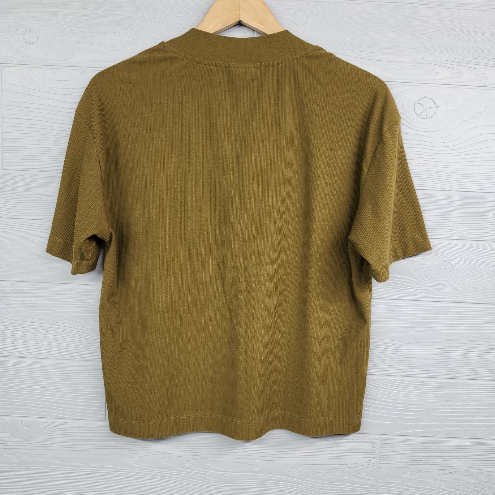 Varley Kasey Mock Placket Rib T Olive Casual Classy Comfort Womens Medium