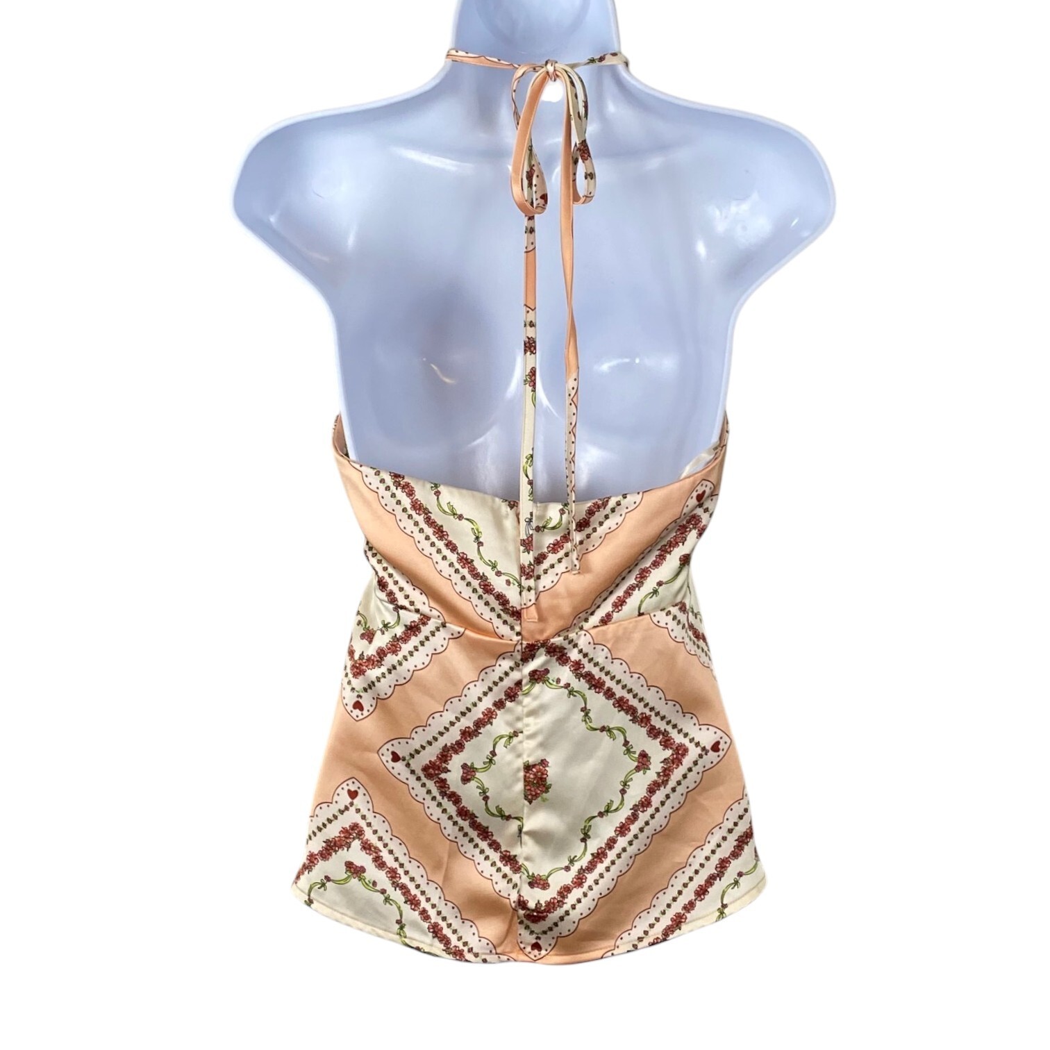 Forever 21 Baby Doll Halter Top | S | Peach Satin | Festival Hippie Whimsy Fairy
