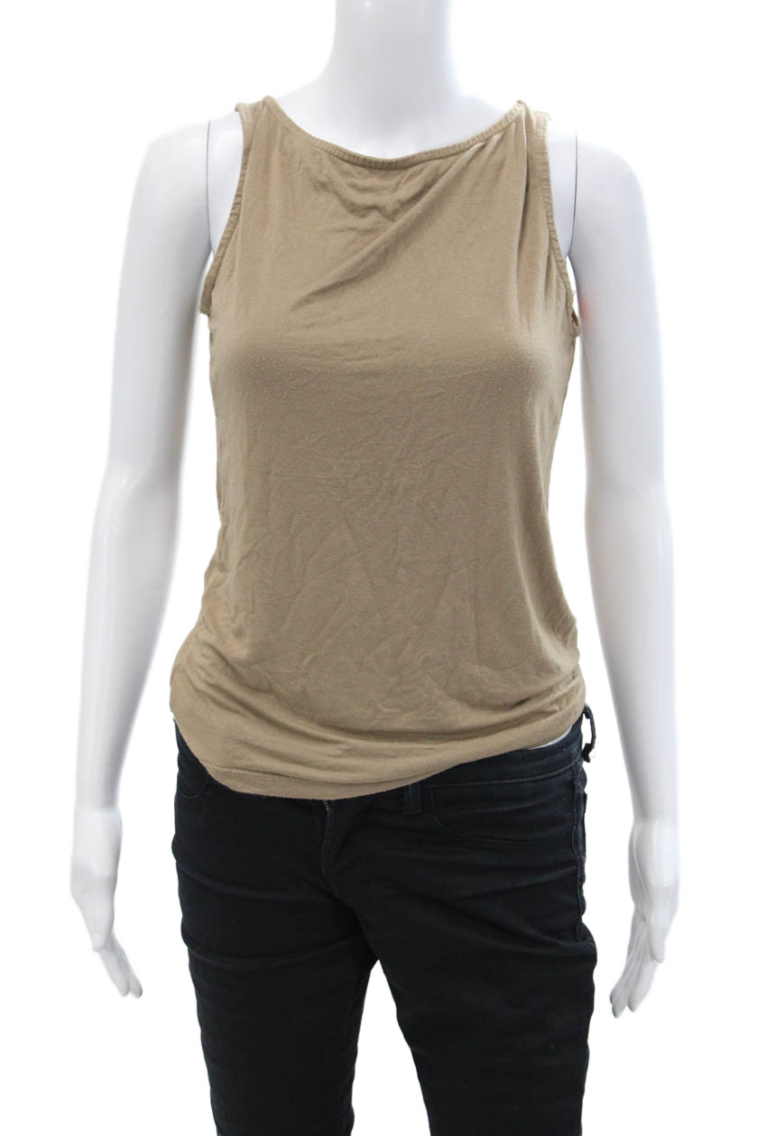 Modern Citizen Womens Cotton Basic Boatneck Stretch Tank Top Brown Size S