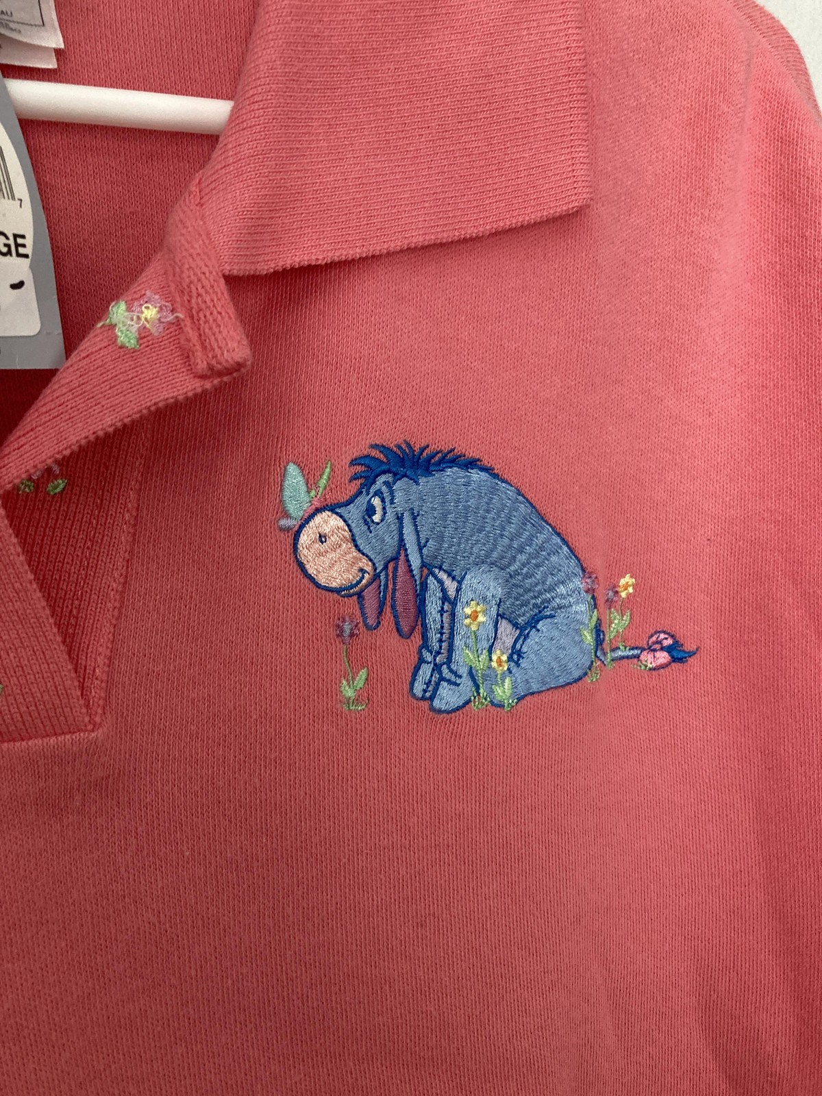 Vintage Disney Store Polo Shirt Women XXL Rose Eeyore Embroidered Cotton NWT