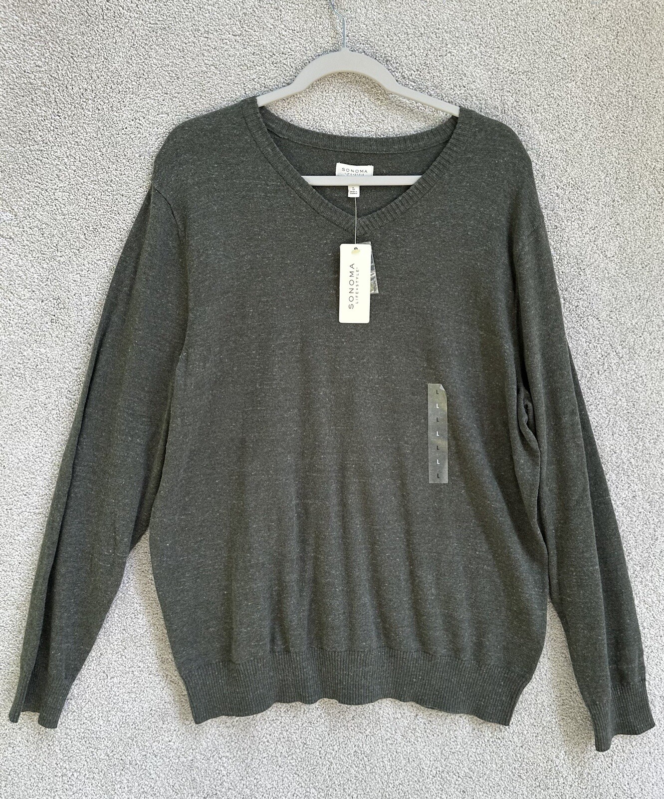Sonoma Life & Style Sweater Womens Large Grey Fine Gauge Long Sleeve Shirt NWT
