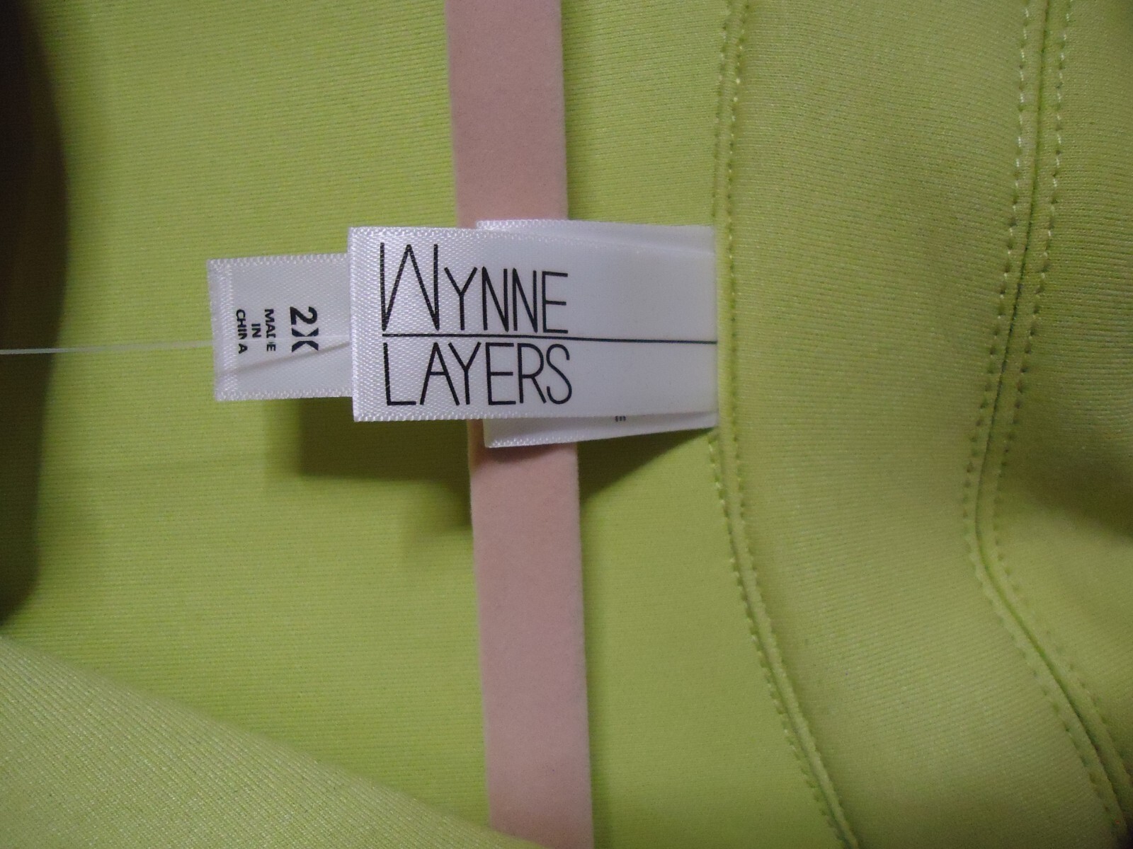 Marla Wynne Wynn Layers Scuba Pop Notch Lapel Jacket Yellowish Green Size 2x