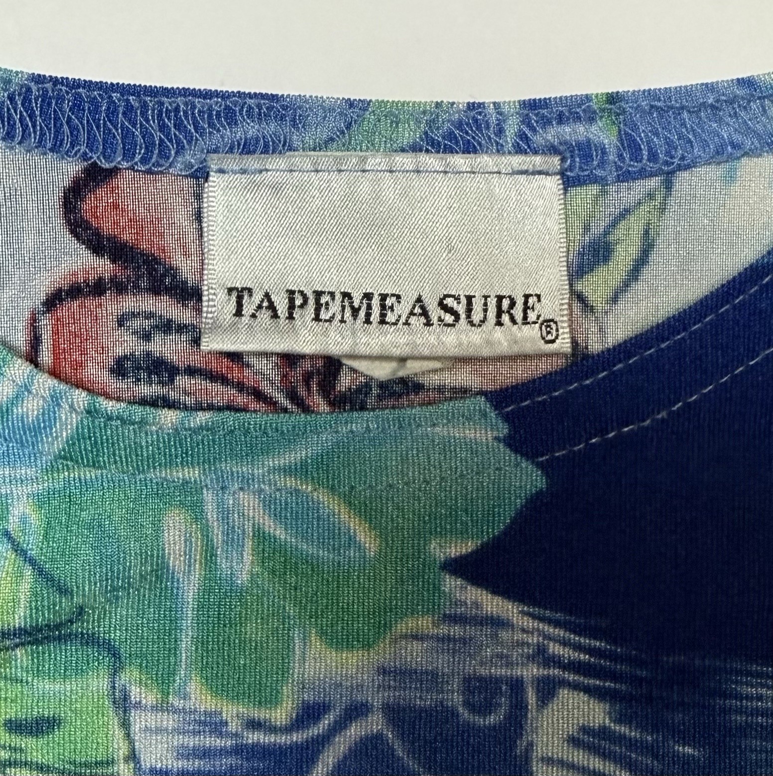 Women’s Hawaiian Floral Tank Size S Sleeveless Round Neck Blue Multicolor
