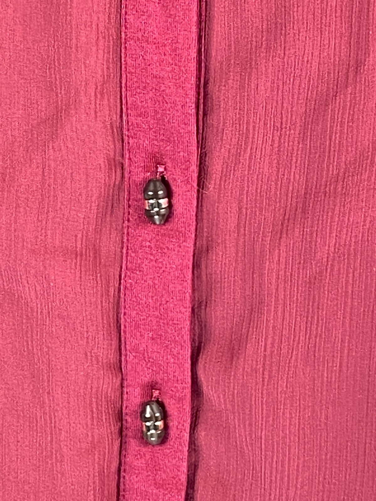Soft Surroundings Sz XL Toggle Buttons Burgundy Sheer Overlay Blouse High Low
