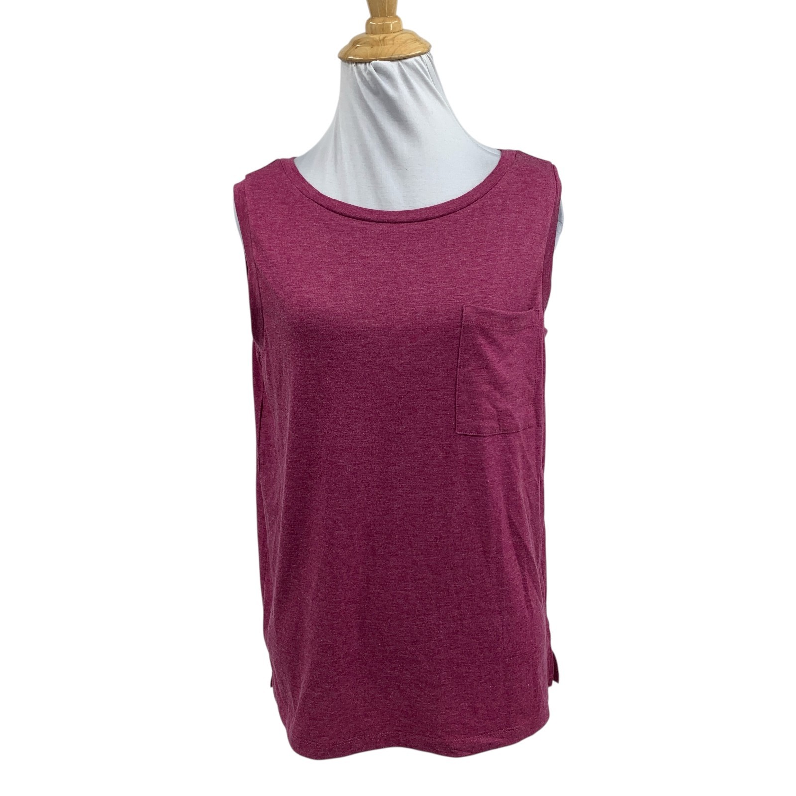 Mirol Tank Top Womens S Small Geranium Crew Neck Chest Pocket Sleeveless Stretch