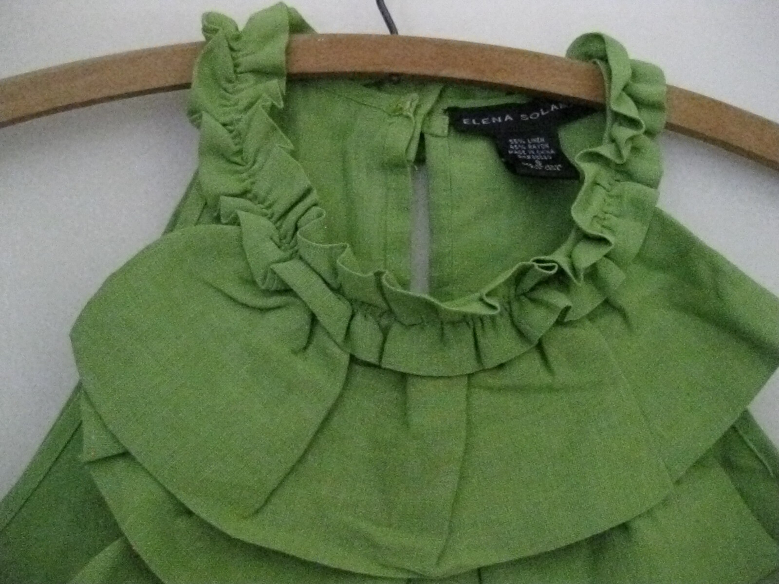 Elena Solano Womens Linen Blend Ruffled Halter Neck Tank Top Size Small Green
