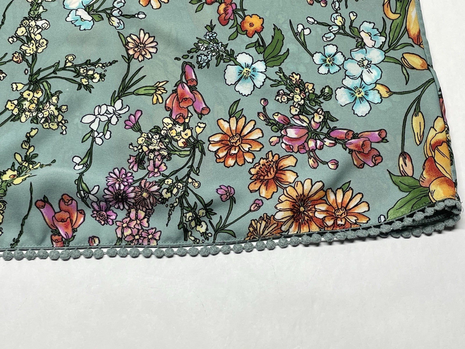 Blue Wildflower Floral Flutter Sleeve Tie Back Blouse XL Boho Cottagecore Dainty
