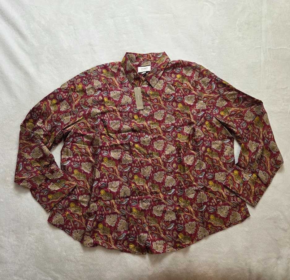 New Plus 22 J.Crew Collection 100% Silk twill shirt in leopard jungle cats print