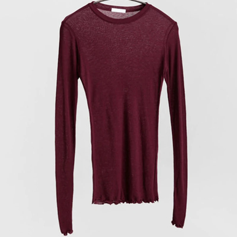 High Quality Plain T Shirt Women Elastic Basic T-shirts Female Casual Tops Long