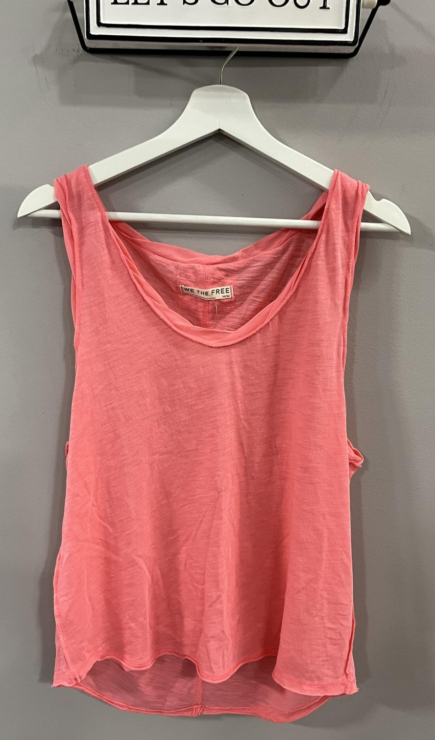 Free People Tank Top Womens MEDIUM Pink We The Free Confetti Slub High Low Hem