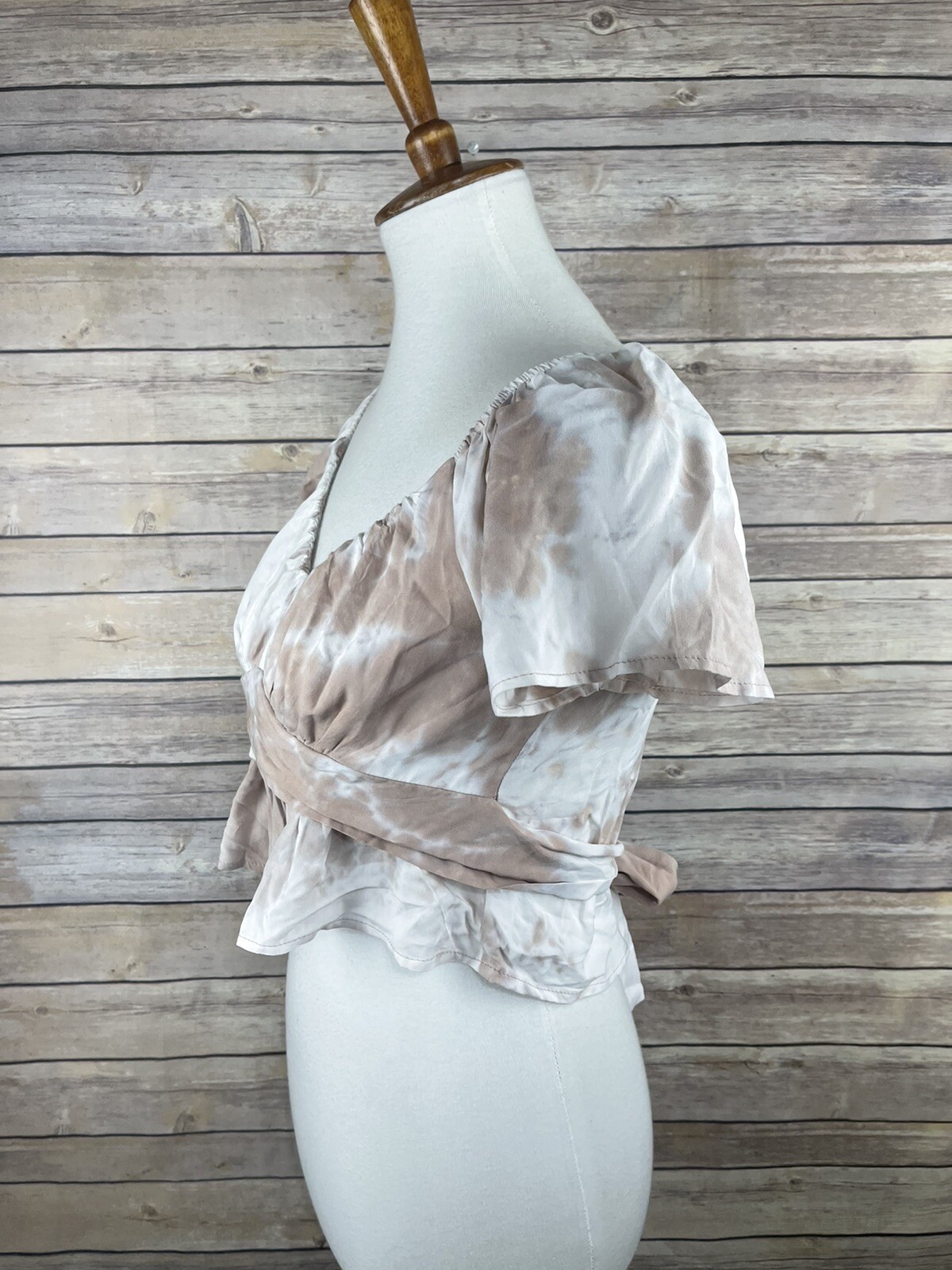 West of Melrose Small Crop Top Tie Back Ruffled Tie Dyed Boho Festival