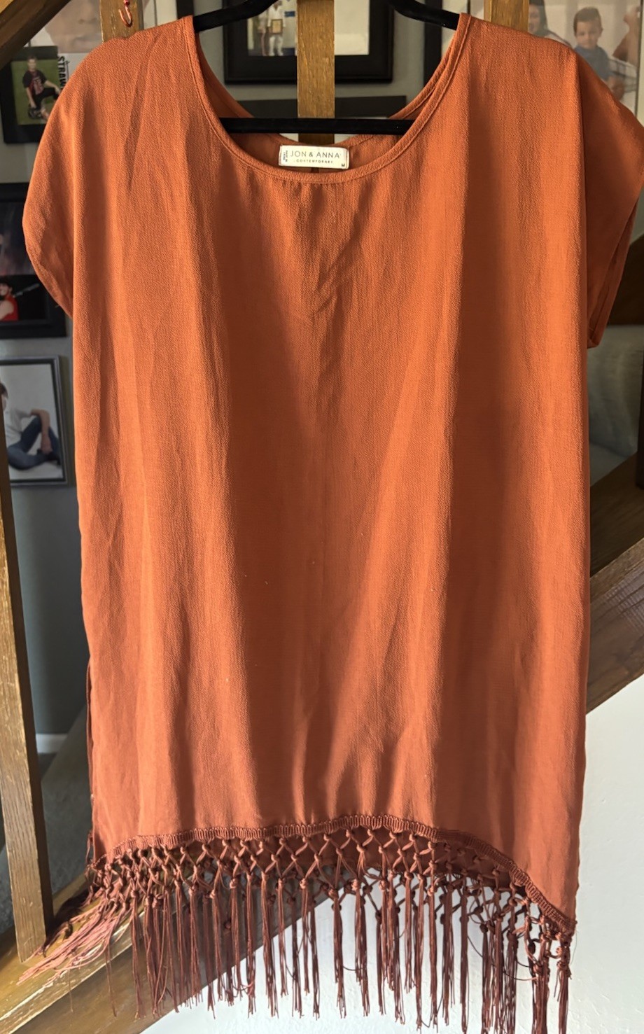 Jon & Anna Contemporary Boho Fringe tunic top size medium Semi-Sheer Boho Rodeo
