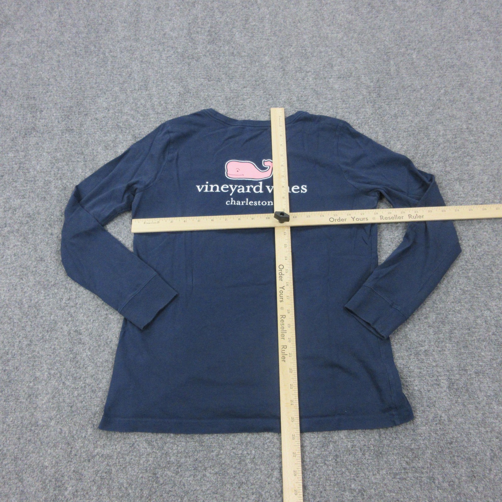 Vineyard Vines Shirt Womens Small Blue Charleston Whale Logo Pocket Long Sleeve